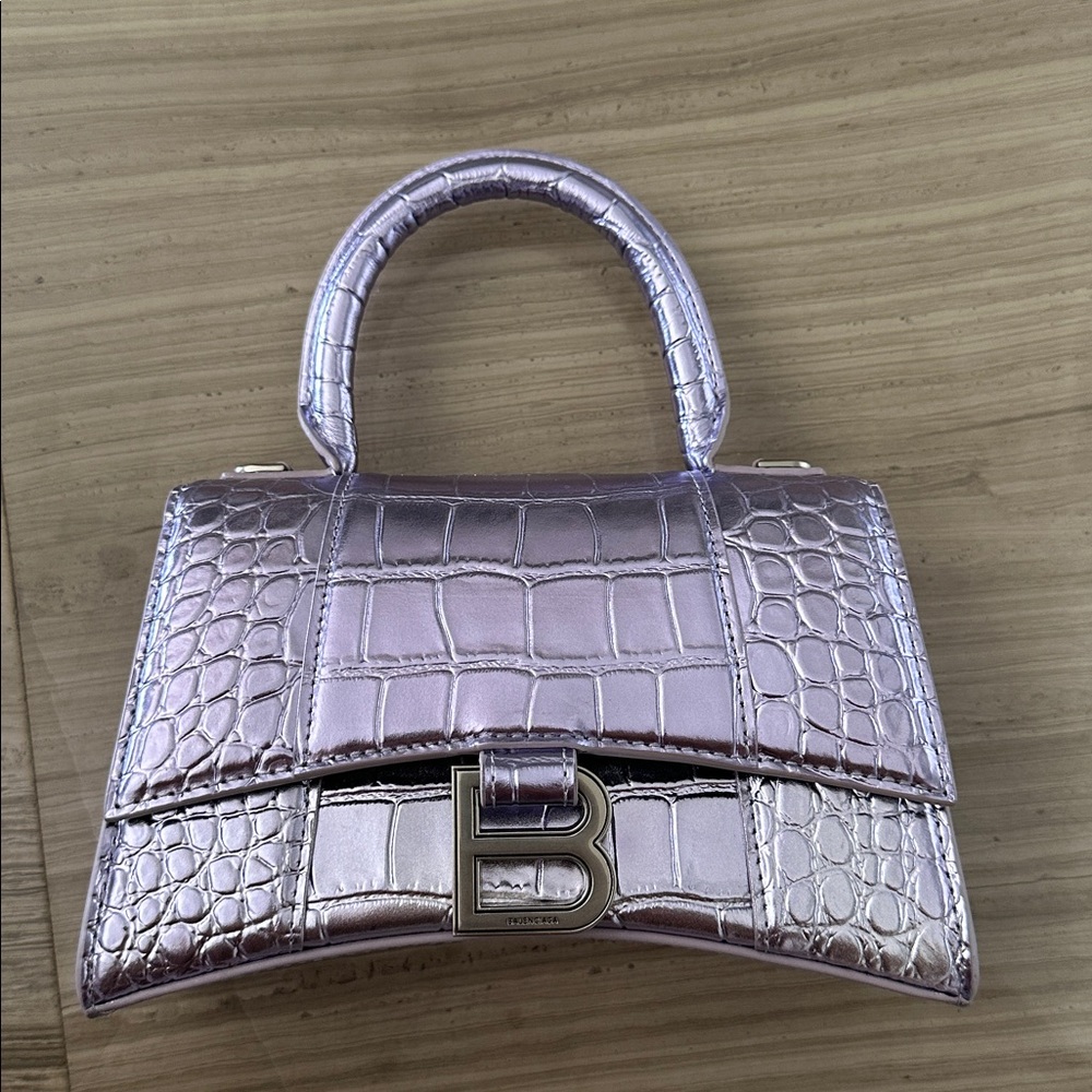 Crocodile-Embossed Top-Handle Bag